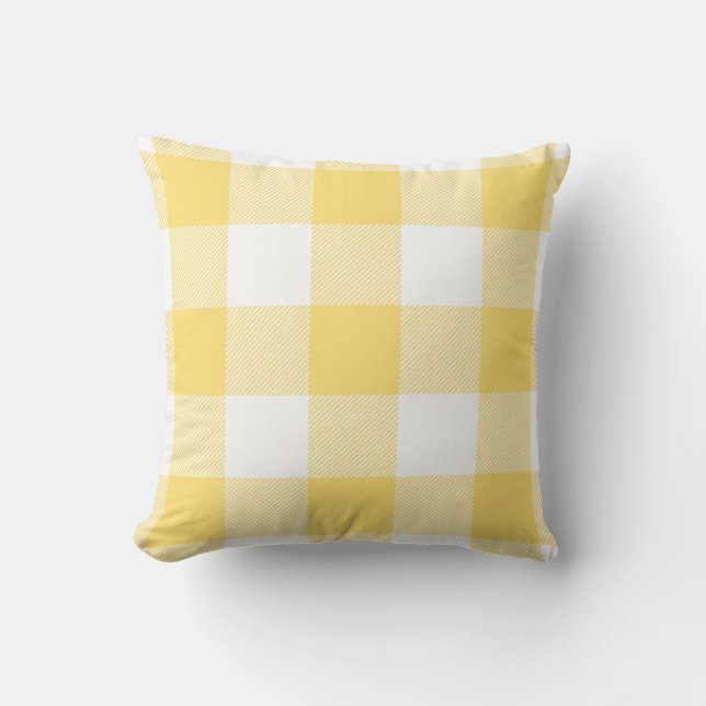 Rustic Buffalo Check Pattern Pastel Yellow Cushion (Front)