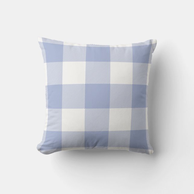 Rustic Buffalo Check Pattern Periwinkle Blue Cushion (Front)