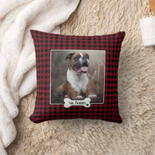 Rustic Buffalo Check Pet Photo  Cushion