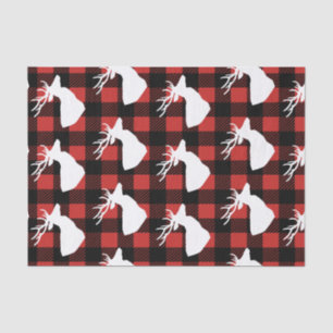Rustic Buffalo Check Plaid & White Deer Silhouette Tissue Paper