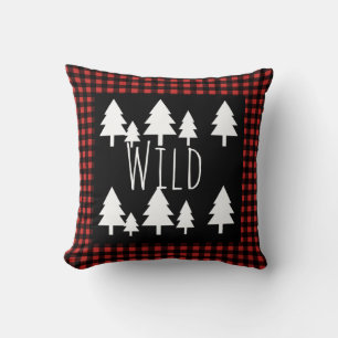 Rustic Buffalo Check Plaid Wild Woodland Adventure Cushion