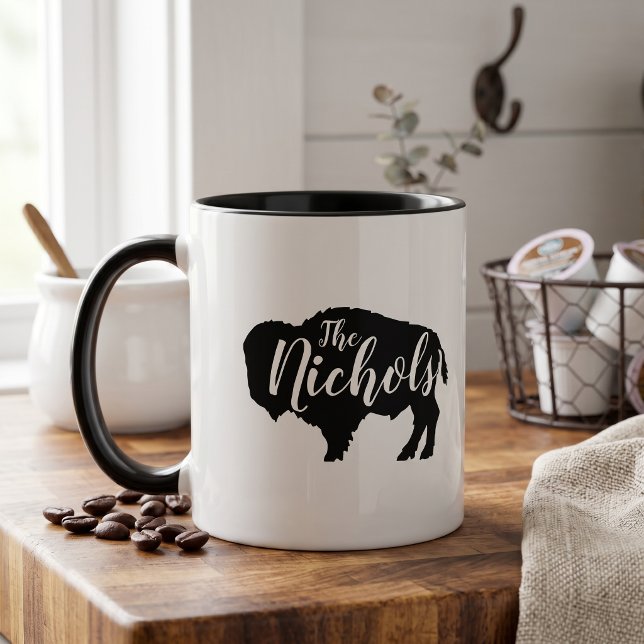 Rustic Buffalo Family Monogram Mug (Creator Uploaded)