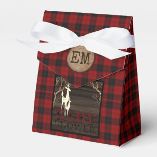 Rustic Buffalo Plaid Baby Shower Initial Favour Favour Box