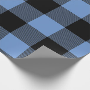 Rustic Buffalo Plaid Blue Black Wrapping Paper
