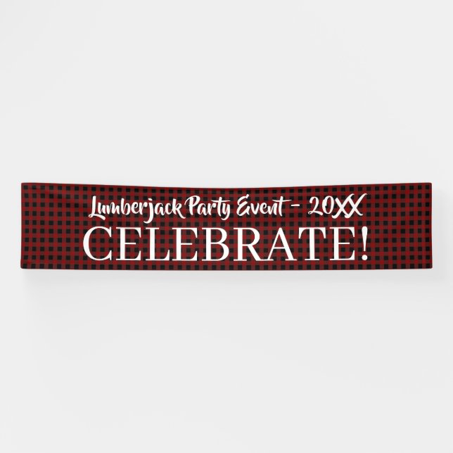Rustic Buffalo Plaid Celebrate Customisable Event Banner (Horizontal)