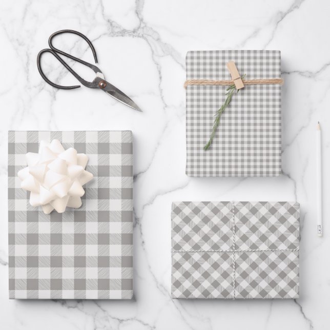 Rustic Buffalo Plaid Check Pattern Wrapping Paper Sheet (Front)