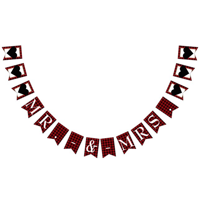 Rustic Buffalo Plaid Country Barn Mr. Mrs. Wedding Bunting (All)