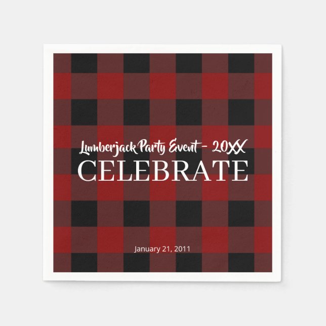 Rustic Buffalo Plaid Customised Celebrate Event Napkin (Front)