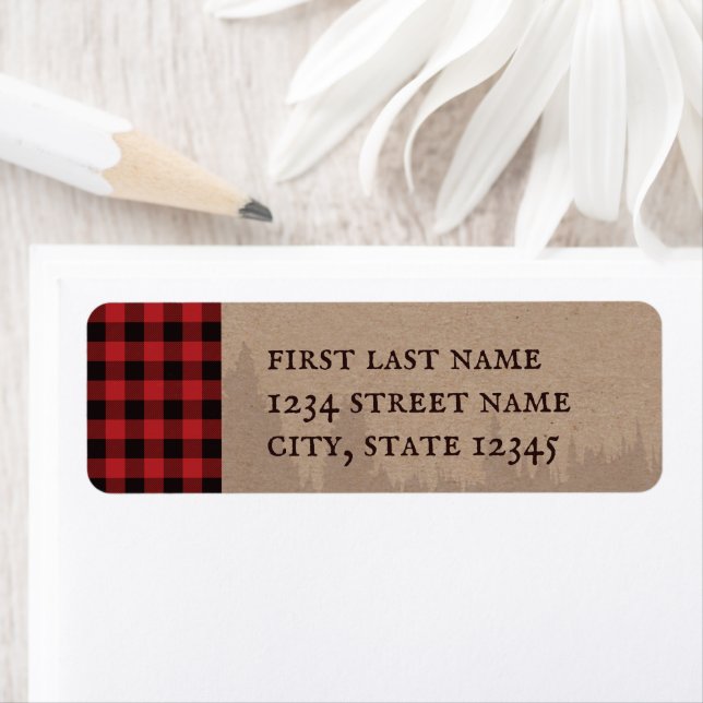 Rustic Buffalo Plaid Lumberjack Address Return Address Label (Insitu)