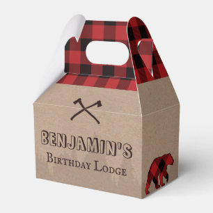 Rustic Buffalo Plaid Lumberjack Birthday Theme Favour Box