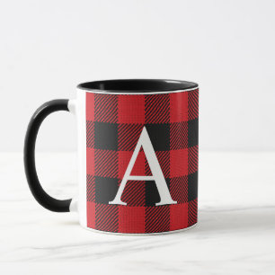 Rustic Buffalo Plaid Lumberjack Monogrammed  Mug