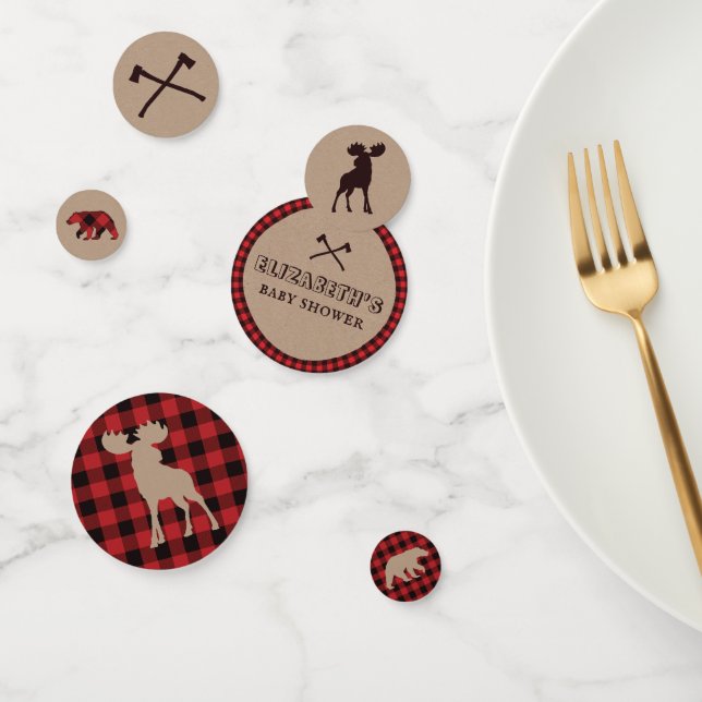 Rustic Buffalo Plaid Lumberjack Theme Baby Shower Confetti (Group)