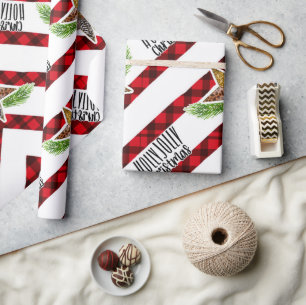 Rustic Buffalo Plaid Merry Christmas Wrapping Pape Paper