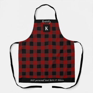 Rustic Buffalo Plaid Red Black Personalised Apron
