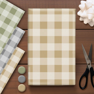 Rustic Buffalo Plaid - Simple Grey Green Gold Wrapping Paper Sheet