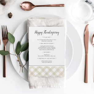 Rustic Buffalo Plaid Thanksgiving Dinner Menu