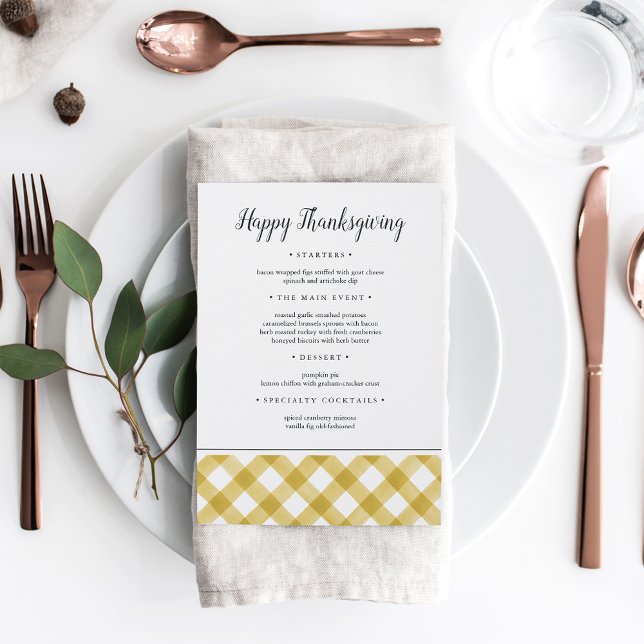 Rustic Buffalo Plaid Thanksgiving Dinner Menu (Creator Uploaded)