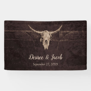 Rustic Bull Skull Wedding Country Western Texture Banner