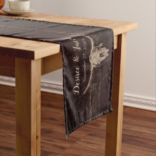 Rustic Bull Skull Western Country Texture Wedding Short Table Runner