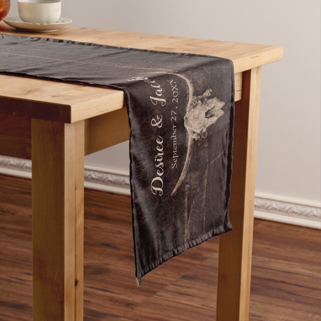 Rustic Bull Skull Western Country Texture Wedding Short Table Runner (In Situ)