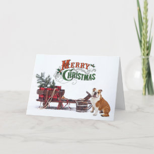 Rustic Bulldog Christmas Holiday Card