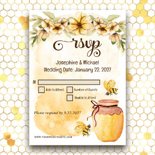 Rustic Bumble Bee Rustic Wedding RSVP Invitation