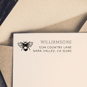 Rustic Bumblebee   Family Name Return Address Self-inking Stamp