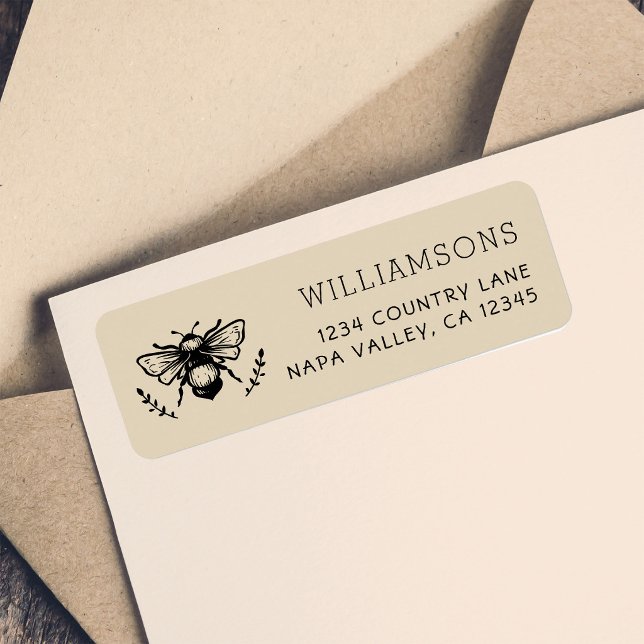 Rustic Bumblebee Return Address Label (Creator Uploaded)