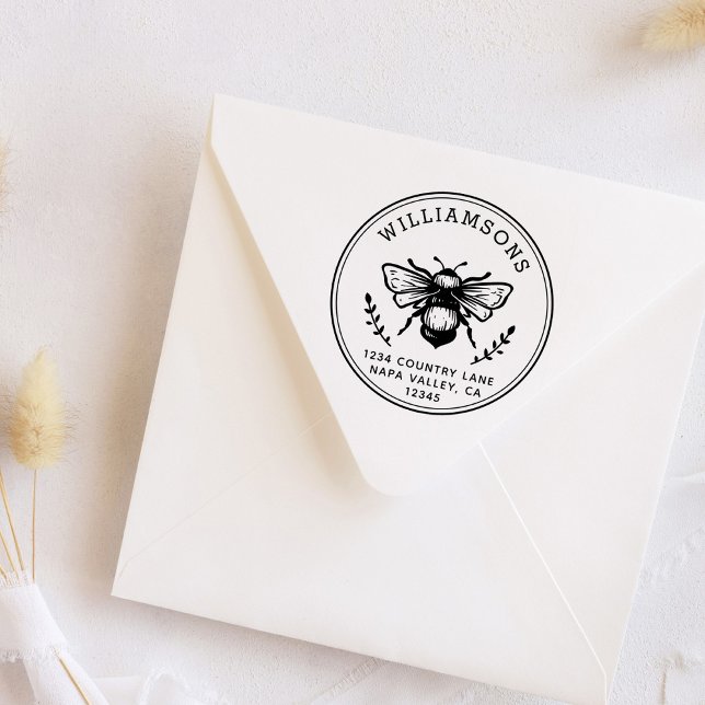 Rustic Bumblebee Return Address Self-inking Stamp (Creator Uploaded)