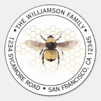 Rustic BumbleBee Round Return Address