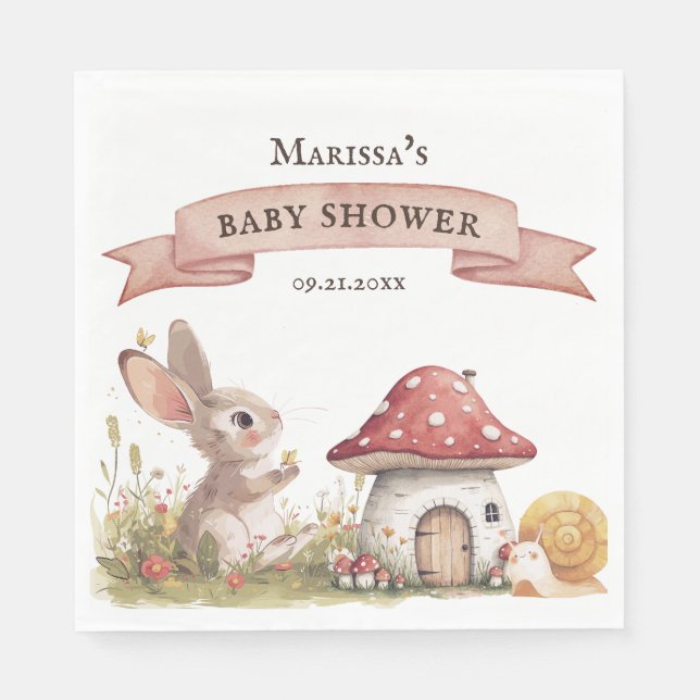 Rustic Bunny Baby Shower Paper Napkin (Front)
