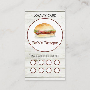 Rustic Burger restaurant Loyalty business card