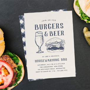 Rustic Burgers & Beer Housewarming Party Invitation