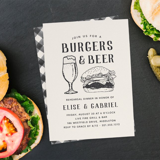 Rustic Burgers & Beer Rehearsal Dinner Invitation (Creator Uploaded)