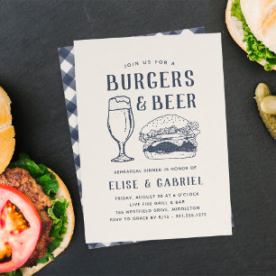 Rustic Burgers & Beer Rehearsal Dinner Invitation