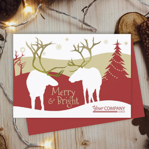 Rustic Burgundy, Beige Reindeer Christmas Invitation