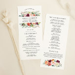 Rustic Burgundy Blush Fall Floral Wedding Ceremony Program<br><div class="desc">This elegant rustic style wedding ceremony program design features beautiful wreath of summer and fall watercolor flowers, including roses, dahlias, peony flowers, and greenery, in a gorgeous autumn palette of burgundy red, golden yellow, peach orange, blush pink, and shades of green. Personalise the stylish dark grey text on both sides...</div>