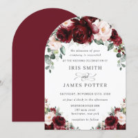 Rustic Burgundy Blush Floral Roses Arch Wedding