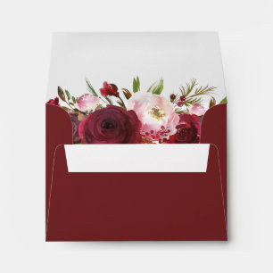 Rustic Burgundy Blush Floral RSVP Address Envelope