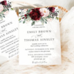 Rustic Burgundy Blush Pink Floral Greenery Wedding Invitation<br><div class="desc">This elegant wedding invitation features a beautiful watercolor burgundy, blush pink floral and lush greenery foliage bouquet. Designed to match our Rustic wedding collection. Great for autumn or winter wedding. Personalise it with your details easily and quickly, simply press the customise it button to further re-arrange and format the style...</div>