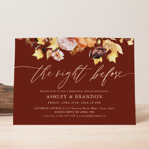 Rustic Burgundy Fall Rehearsal Dinner Invitation