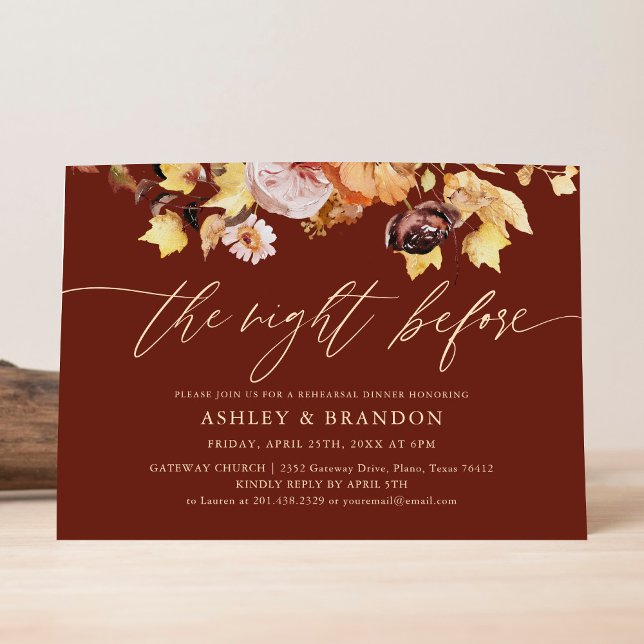 Rustic Burgundy Fall Rehearsal Dinner Invitation (Creator Uploaded)