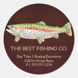 Rustic Burgundy Fishing Guide Lake Charter Boat Classic Round Sticker