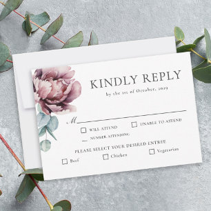 Rustic Burgundy Floral Fall Wedding RSVP