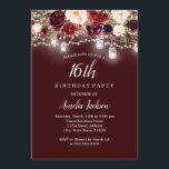 Rustic Burgundy Floral Lights 16th Birthday Invitation<br><div class="desc">More Pretty Birthday Invitations in the Little Bayleigh Store!</div>