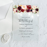 Rustic Burgundy Floral Lights Wedding