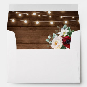 Rustic Burgundy Floral Mason Jar Wedding Envelope