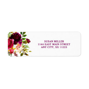 Rustic Burgundy Floral return address label 3979