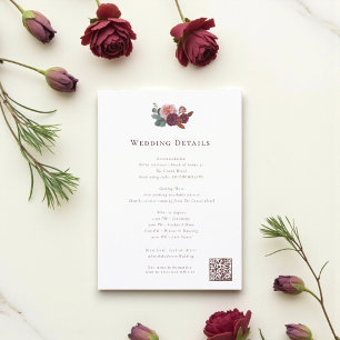 Rustic Burgundy Floral Wedding Info Card