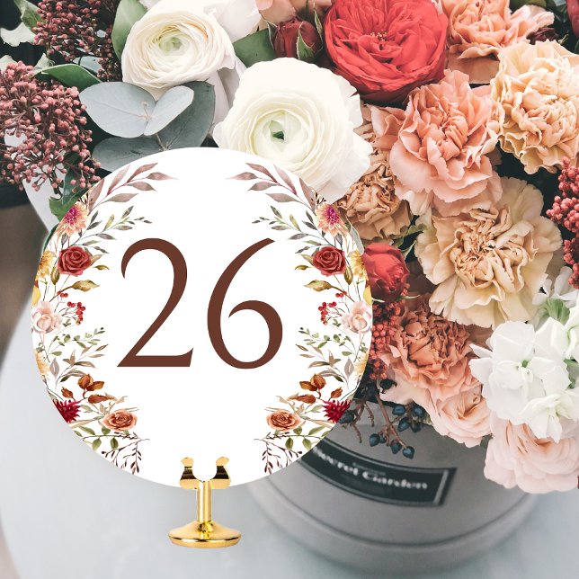 Rustic Burgundy Floral Wedding Table Number (Creator Uploaded)